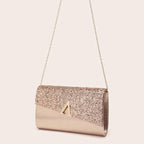 Pochette femme or en forme d'enveloppe champagne / 23 x 6 x 14cm-Argent / 23 x 6 x 14cm-Dorée / 23 x 6 x 14cm-ShopGET® 