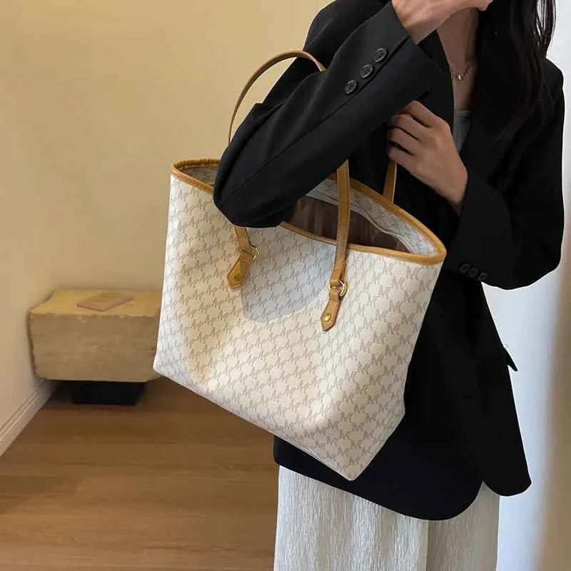 Grand sac cabas femme cuir Beige-Marron-Noir-Shopget 