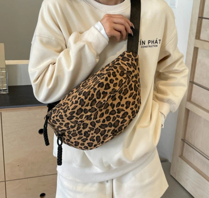 Sac banane léopard  en toile