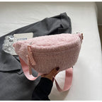 Grand sac banane velours pour femme