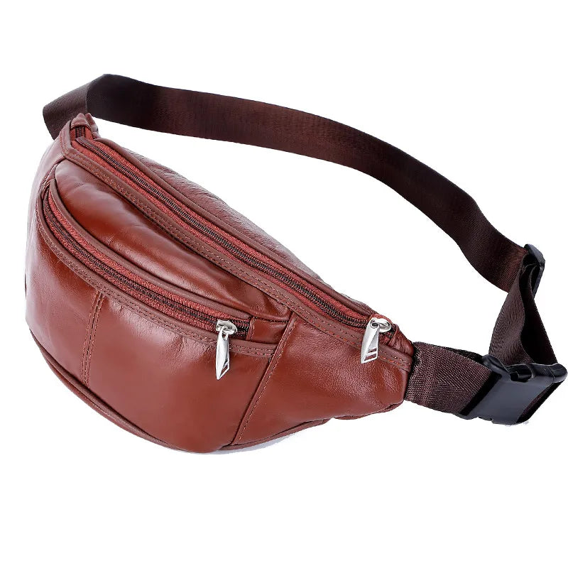 Sac banane en cuir multipoche homme