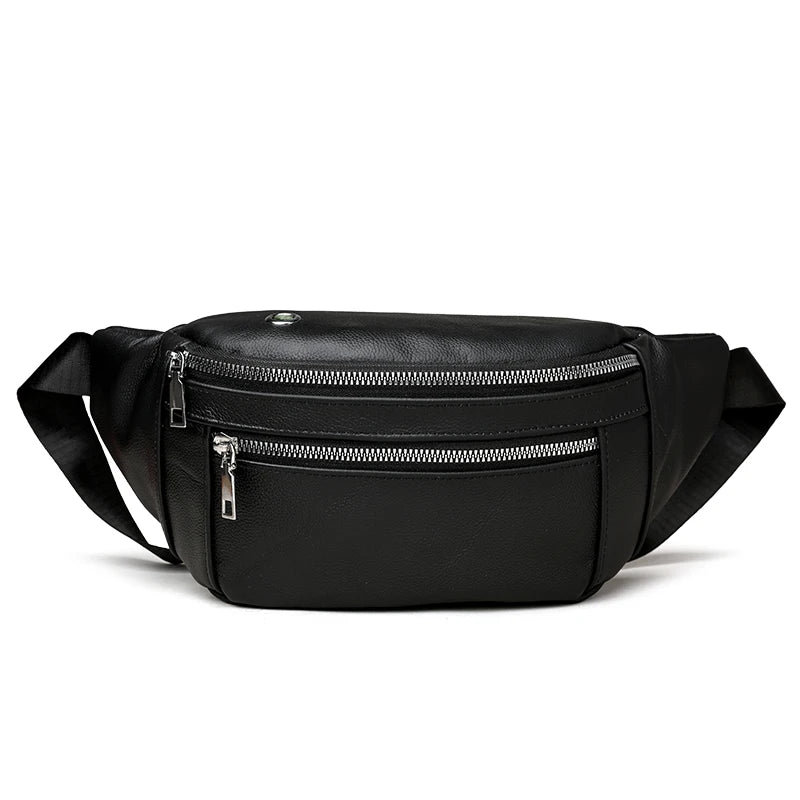 Sac banane cuir noir pour homme