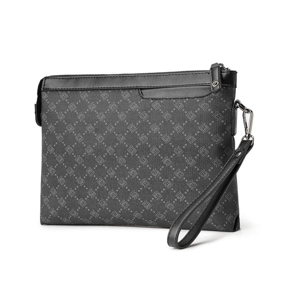 Petite pochette homme  luxe en plaid Noir-ShopGET® 