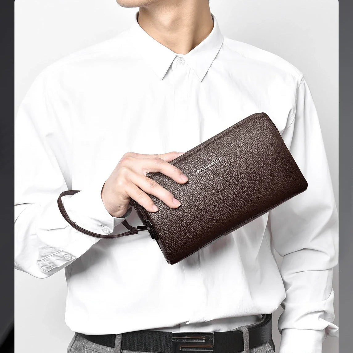 Pochette homme original en matériaux nobles 23 x 4 x 14cm / Noir-23 x 4 x 14cm / Marron-ShopGET® 