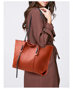 Sac cabas noir élégant en cuir Noir-Marron-Vert-ShopGET® 