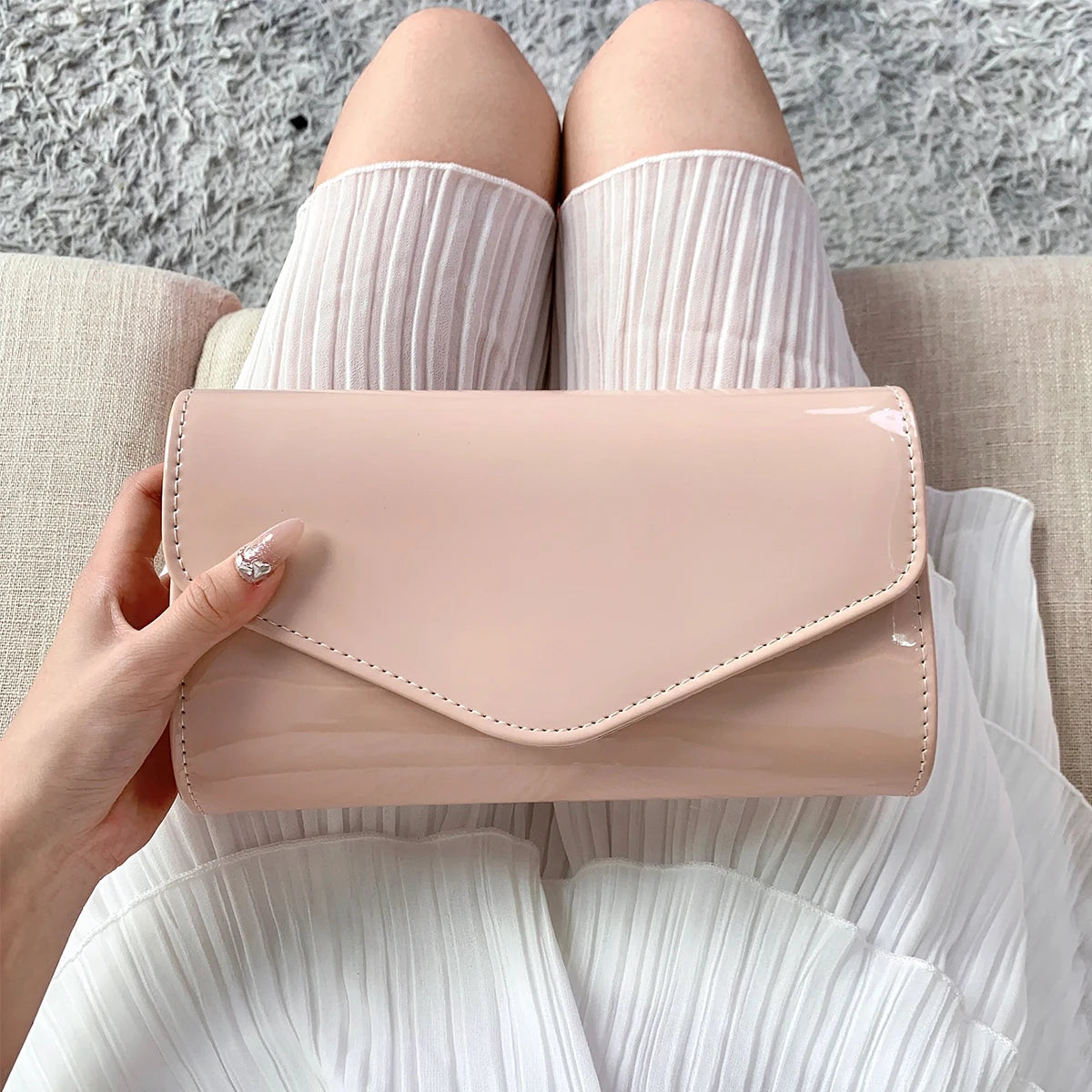 Pochette femme bandoulière minimaliste Kaki-Noir-Blanc-ShopGET® 