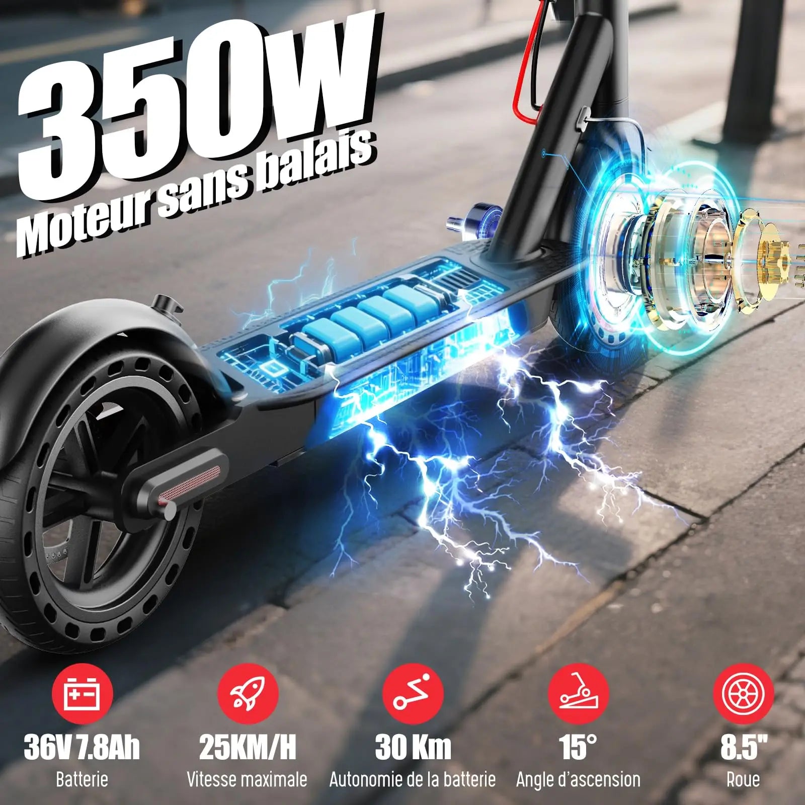 Trottinette électrique tout terrain  350W pliable 25 km/h