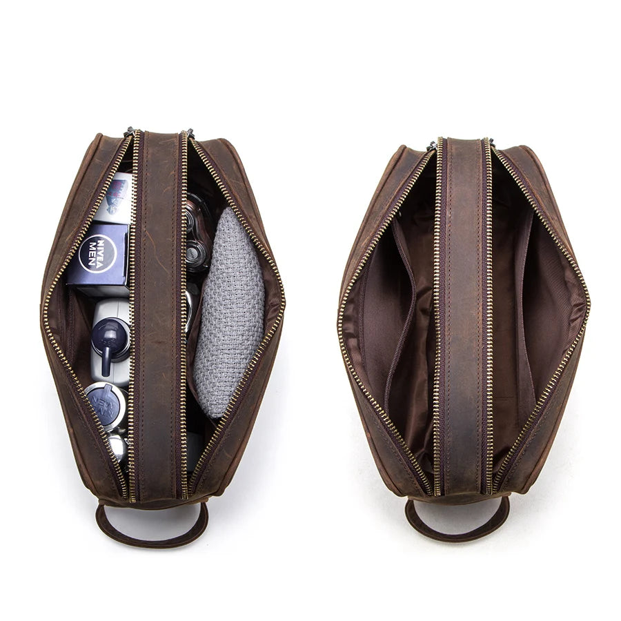 Trousse de toilette homme cuir marron - ShopGET®